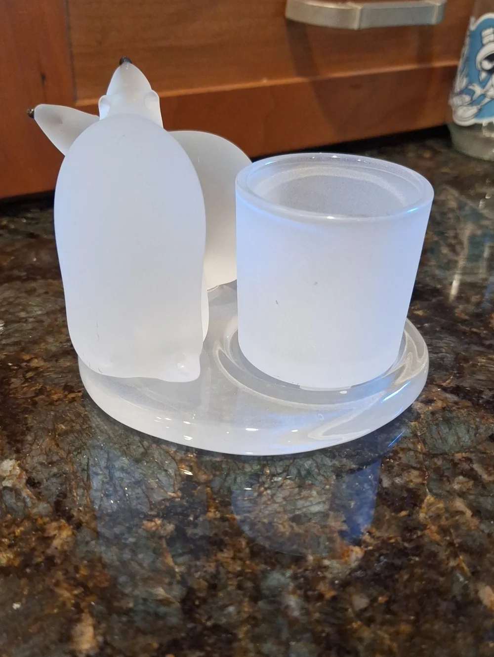 Vtg Partylite Frosted White Polar Bear Tea Light Holder -